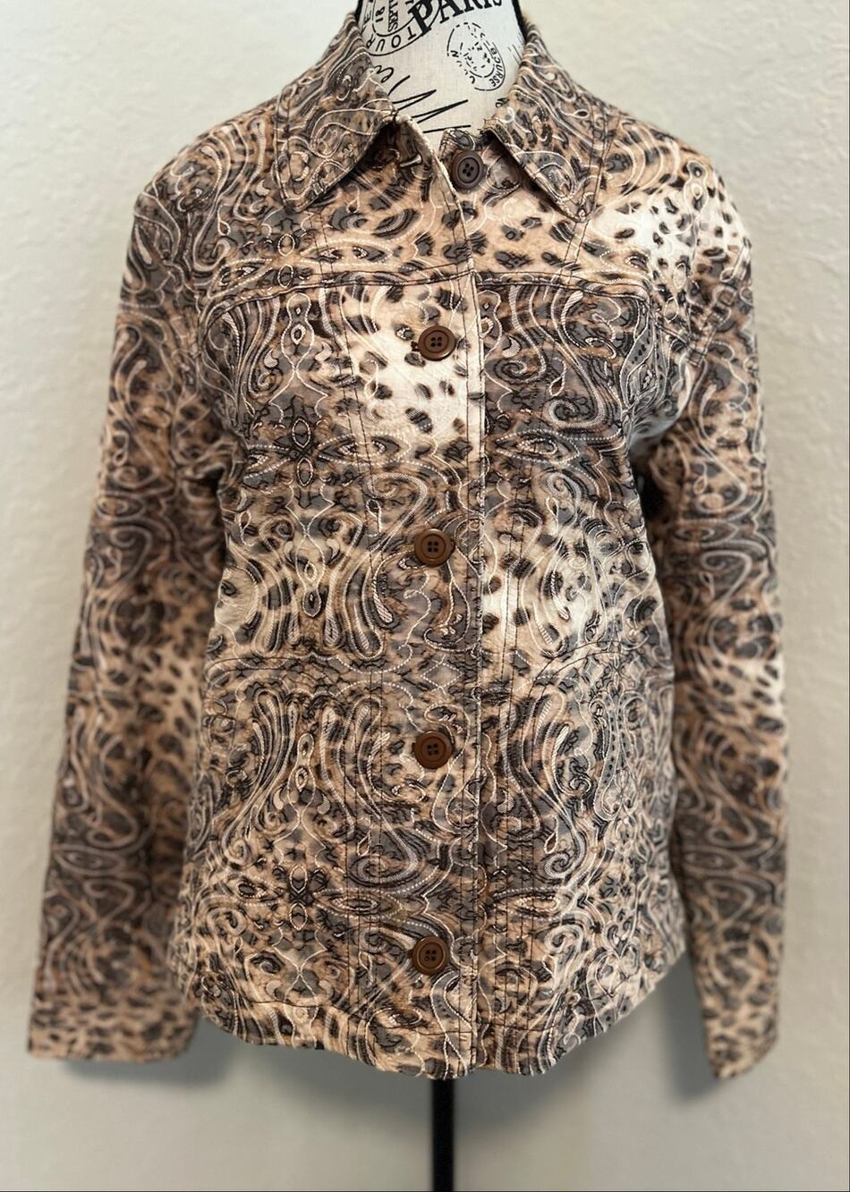 Rebecca Malone Women's Lightweight Jacket Artsy Mixed Print Pattern Size Medium